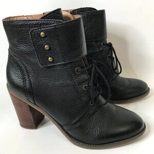 Women's Leather Franco Sarto Eden Black Ankle Boots 8.5